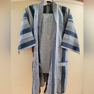 Striped Wrap Kimono + Drawstring Bottoms